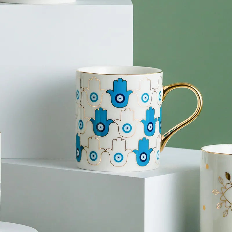 MysticalGaze Hamsa Hand Ceramic Coffee Mug