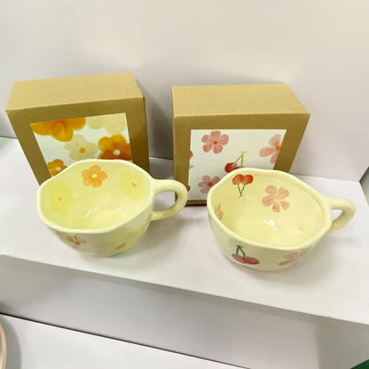 ArtisanFlora Handcrafted Ceramic Irregular Flower Mug