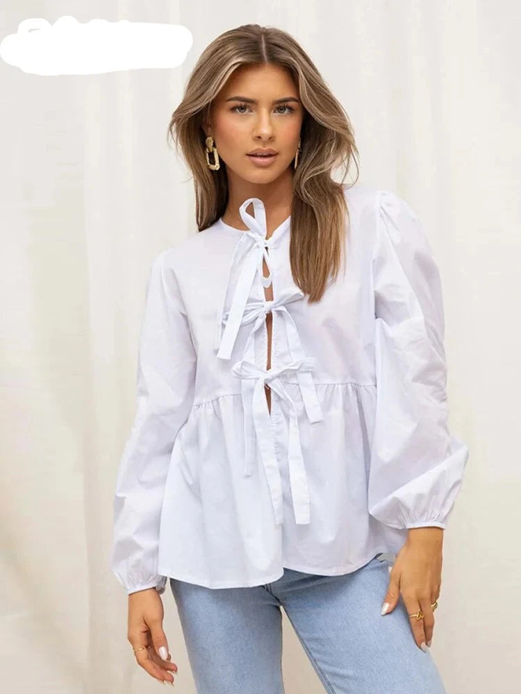 Summer Sweet Lace-Up Blouse