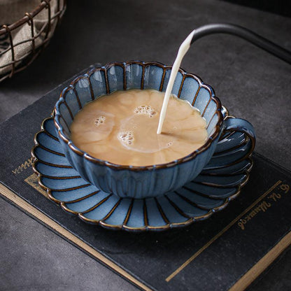 Japanese-style Ceramic Coffee Cup and Saucer Set - The Cozy Cubicle