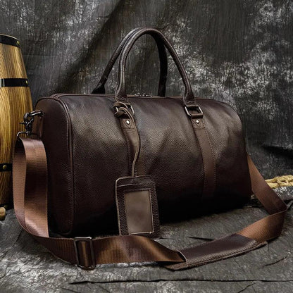 Luxury Genuine Leather Men Women Travel Bag Cow Leather Carry On Luggage Bag Travel Shoulder Bag Male Female Weekend Duffle Bag - The Cozy Cubicle