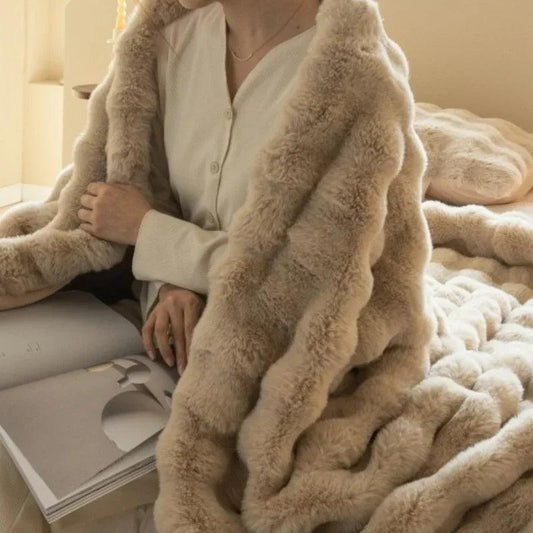Winter Imitation Fur Plush Blanket Warm Super Soft Blankets Bed Sofa Cover Luxury Fluffy Throw Blanket Bedroom Couch Pillow Case - The Cozy Cubicle